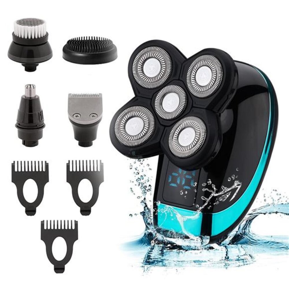 5-in-1 Electric Head Shaver – Waterproof Bald Head, Beard & Body Grooming Kit